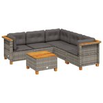 vidaXL Salon de jardin 6 Pièces avec coussins gris résine tressée
