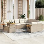 vidaXL Salon de jardin avec coussins 10 Pièces beige résine tressée