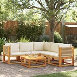 vidaXL Salon de jardin avec coussins 6 Pièces bois d'acacia solide