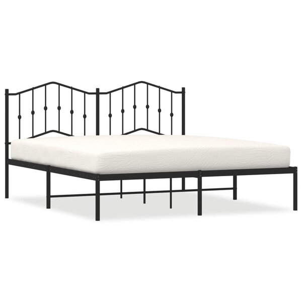 vidaXL Cadre de lit métal avec tête de lit noir 183x213 cm
