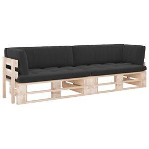 vidaXL Canapé palette 2 places avec coussins Bois de pin imprégné