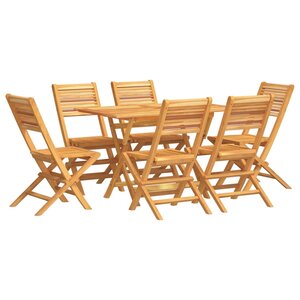 vidaXL Ensemble à manger de jardin 7 Pièces Bois de teck solide