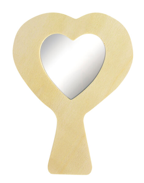 Miroir en bois coeur manche 10 x 13 x 0 5 cm