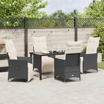 vidaXL Ensemble de mobilier de jardin 5 pièces avec coussins en rattan poly noir