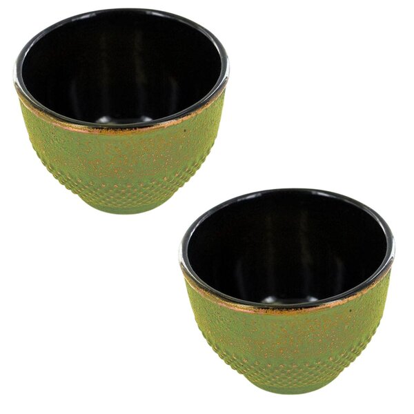 2 tasses en fonte vert et bronze - 0 15 L