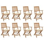 vidaXL Chaises pliables d'extérieur et coussins lot de 8 Bois d'acacia