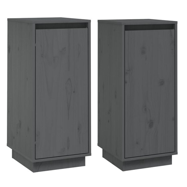 vidaXL Buffets 2 Pièces Gris 31 5x34x75 cm Bois massif de pin