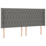 vidaXL Tête de lit avec oreilles Gris foncé 203x16x118/128 cm Tissu