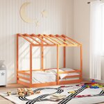 vidaXL Lit pour enfants et toit cire marron 70x140 cm bois massif pin