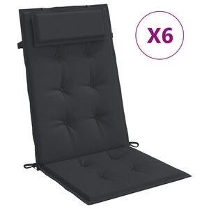 vidaXL Coussins de chaise à dossier haut lot de 6 noir tissu oxford