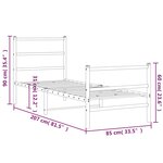 vidaXL Cadre de lit métal avec tête de lit/pied de lit blanc 80x200 cm