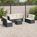 vidaXL Salon de jardin 8 Pièces avec coussins noir résine tressée