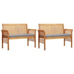 vidaXL Ensemble à dîner d'extérieur 5 Pièces et coussins Acacia solide