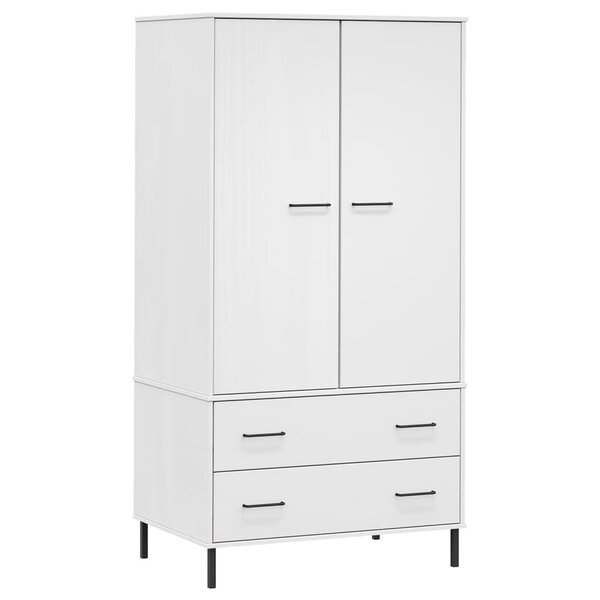 vidaXL Garde-robe avec pieds en métal Blanc 90x55x172 5 cm Bois OSLO