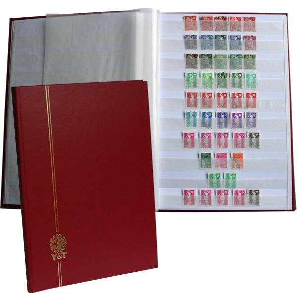 PERFECTA : Classeur fixe pour timbres (Grand modèle-Pages Blanches-64p. Grenat)