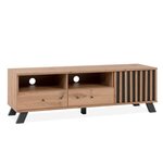 Meuble TV - MEDAN - 1 porte + 2 tiroirs - chêne artisan et anthracite