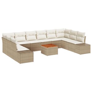 vidaXL Ensemble de canapé de jardin 11 Pièces Beige Poly rotin