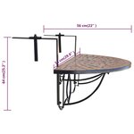 vidaXL Table suspendue de balcon Terre cuite Mosaïque