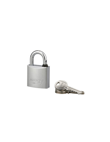 THIRARD - Cadenas à clé Mach 3  laiton nickelé  extérieur  anse inox  30mm  2 clés