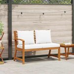 vidaXL Banc de jardin 114 5 cm avec coussin crème Bois solide d'acacia