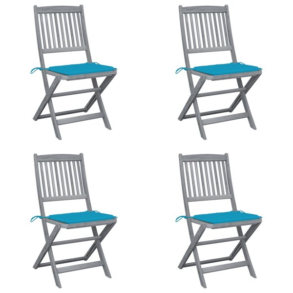 vidaXL Chaises pliables d'extérieur 4 Pièces avec coussins Bois d'acacia