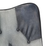 vidaXL Chaise à oreilles Gris Cuir véritable
