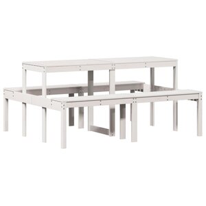 vidaXL Table de pique-nique blanc 160x134x75 cm bois massif de pin