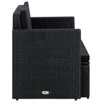 vidaXL Canapé de jardin à 2 places avec coussins Noir Résine tressée
