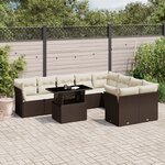 vidaXL Salon de jardin 10 Pièces avec coussins marron résine tressée