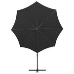 vidaXL Parasol déporté avec mât et lumières LED Noir 300 cm