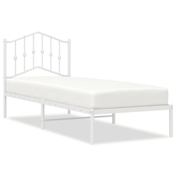 vidaXL Cadre de lit métal sans matelas avec tête de lit blanc 75x190cm
