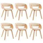 vidaXL Chaises à manger lot de 6 crème bois courbé et similicuir