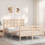 vidaXL Cadre de lit avec tête de lit 140x200 cm bois massif