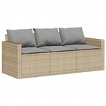vidaXL Ensemble à manger de jardin et coussins 2 Pièces beige poly rotin
