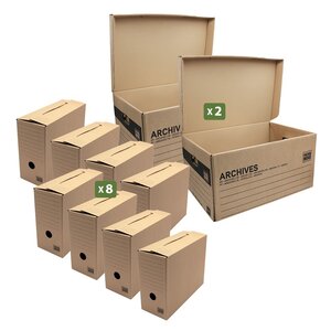 Pack and Move - Lot de 8 boites archives Taille L - 54 x 36 x 28 cm - Caisse de stockage incluse