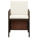 vidaXL Ensemble à manger de jardin et coussins 9 Pièces Poly rotin Marron