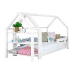 Lit cabane avec étagère 120 x 200 blanc