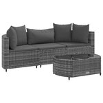 vidaXL Salon de jardin 4 Pièces avec coussins gris résine tressée