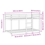 vidaXL Lit superposé avec rideaux blanc/noir 90x200 cm bois pin massif