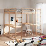 vidaXL Lit superposé et bureau et échelle 140x200cm bois de pin massif