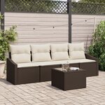 vidaXL Ensemble de Salle à Manger de Jardin 5 pièces avec Coussins Marron Poly Rattan