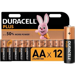 Duracell: 12 piles Alcalines PLUS type AA/ LR06