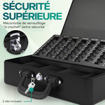 ACROPAQ Caisse monnaie Professionnelle XL 36x27x11cm- Coffret Monnaie Acier- Monnayeur 2 clés Compartiments monnaie- Poignée Robuste