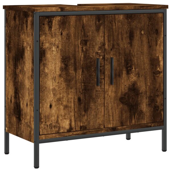 vidaXL Armoire lavabo de salle de bain chêne fumé 60x30x60 cm