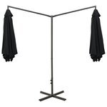 vidaXL Parasol double avec mât en acier Noir 600 cm