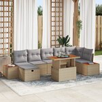 vidaXL Ensemble de canapé de jardin 8 pièces avec coussins Beige Poly Rattan