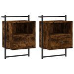 vidaXL Table de chevet murale 2 Pièces chêne fumé 40x30x61 cm