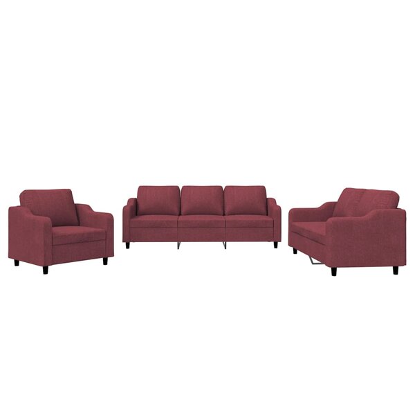 vidaXL Ensemble de canapés 3 Pièces avec coussins Rouge bordeaux Tissu
