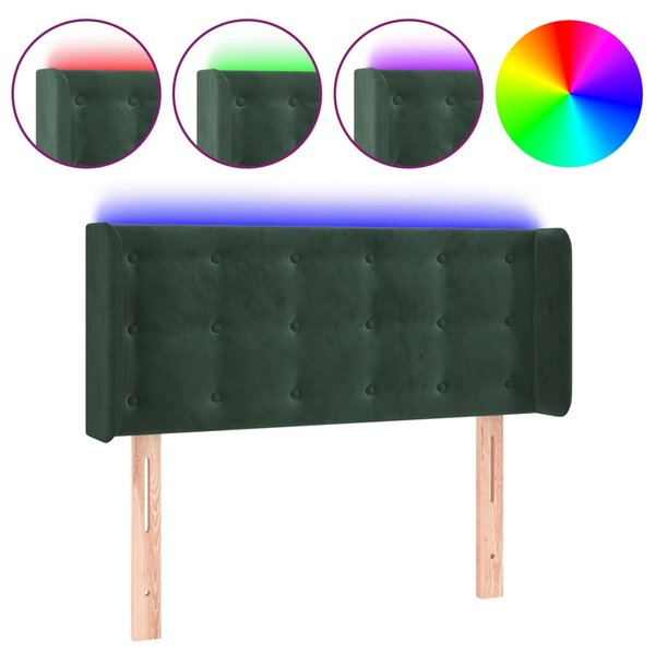 vidaXL Tête de lit à LED Vert foncé 83x16x78/88 cm Velours