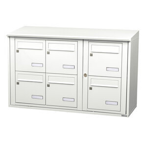 Bloc collectif leabox.com 3x2 grade 3 simple face Extérieur fixation murale Blanc pur RAL 9010 finition brillante